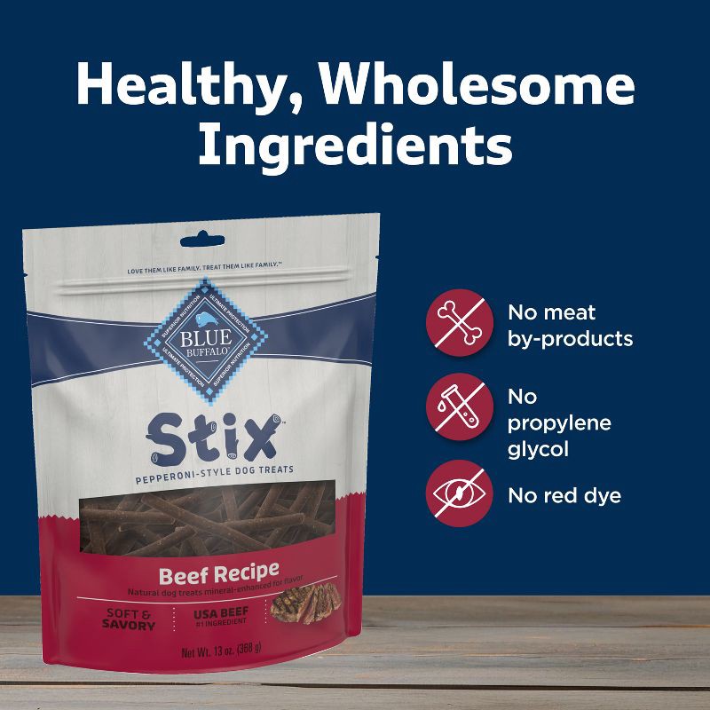 slide 7 of 9, Blue Buffalo Stix Natural Soft-Moist Dog Treats with Beef Recipe - 5oz, 5 oz