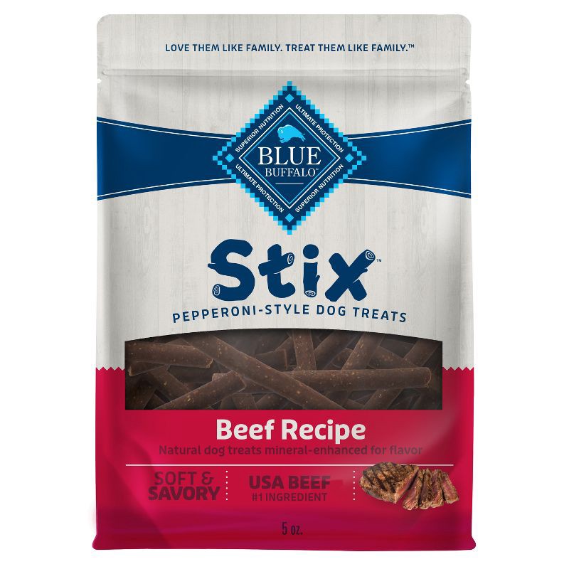 slide 1 of 9, Blue Buffalo Stix Natural Soft-Moist Dog Treats with Beef Recipe - 5oz, 5 oz
