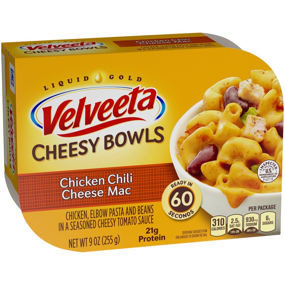 slide 6 of 8, Velveeta Kraft Velveeta Cheesy Bowls Chicken Chili Cheese Mac 9 oz Sleeve, 9 oz