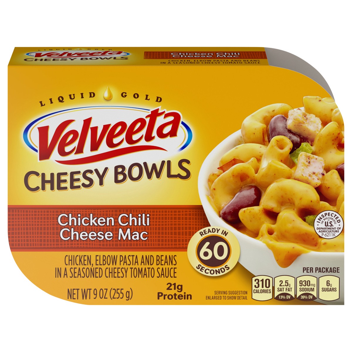 slide 1 of 8, Velveeta Kraft Velveeta Cheesy Bowls Chicken Chili Cheese Mac 9 oz Sleeve, 9 oz