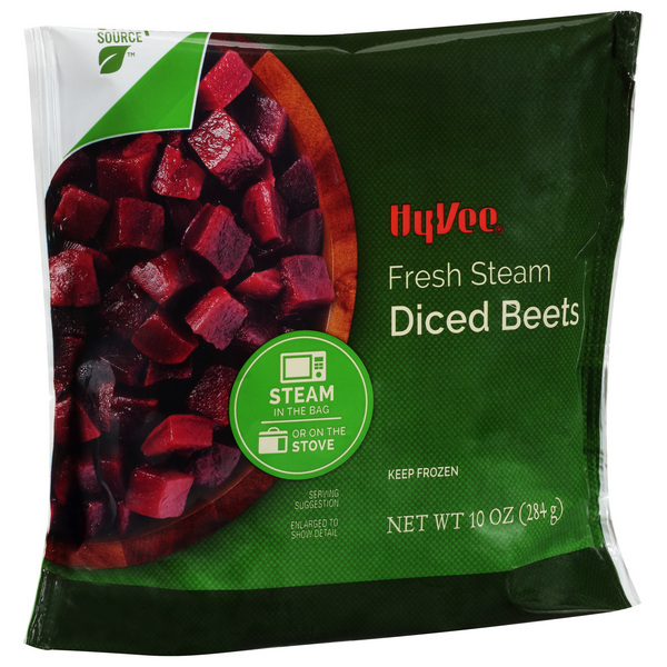 slide 1 of 1, Hy-Vee Beets, Diced, Fresh Steam, 10 oz