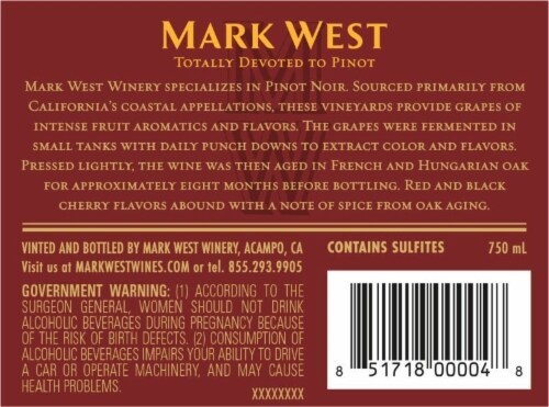 slide 1 of 3, Mark West Pinot Noir, 750 ml