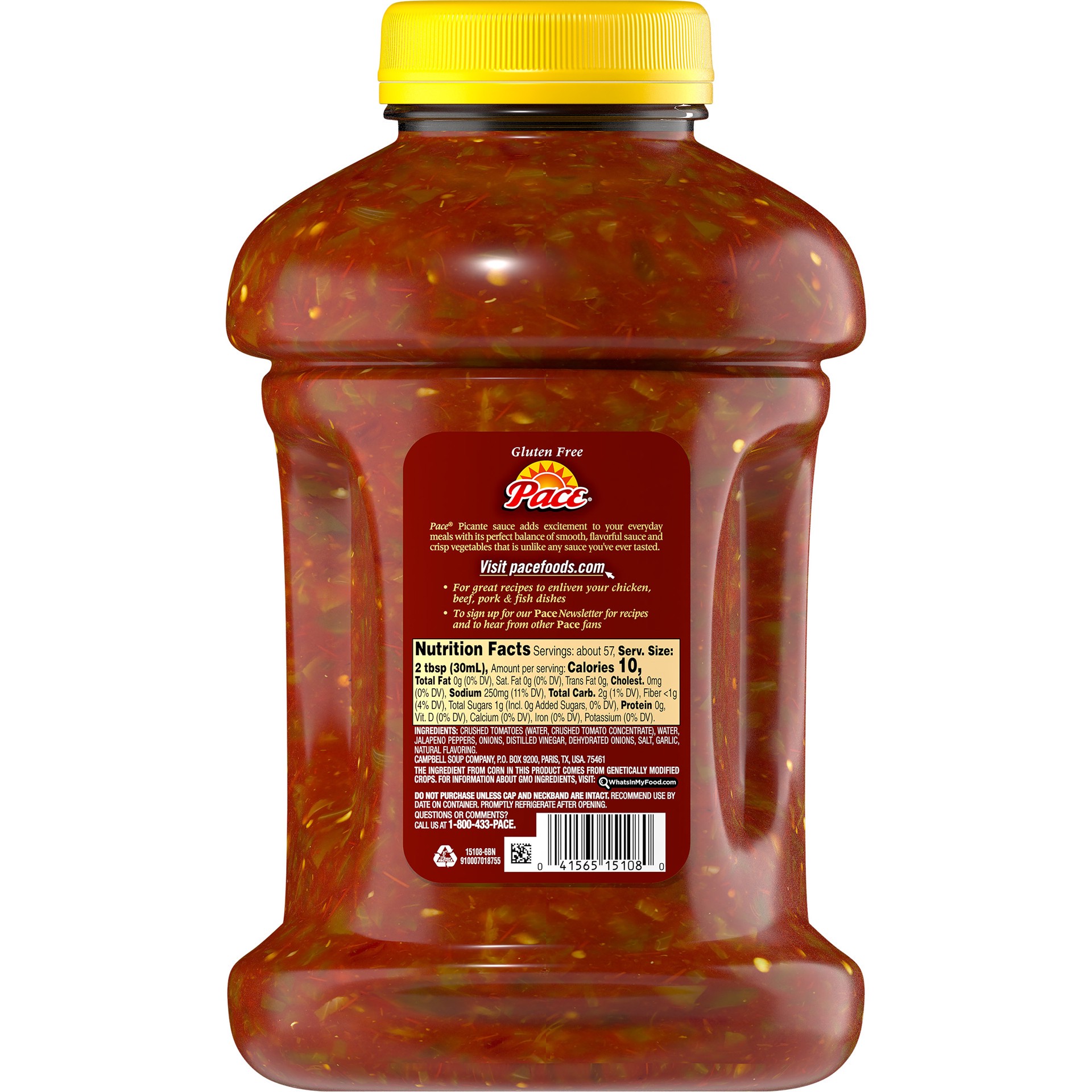 slide 3 of 5, Pace Salsa, Picante Sauce, Mild, Perfect for Taco Night, 64 Ounce Bottle, 64 oz