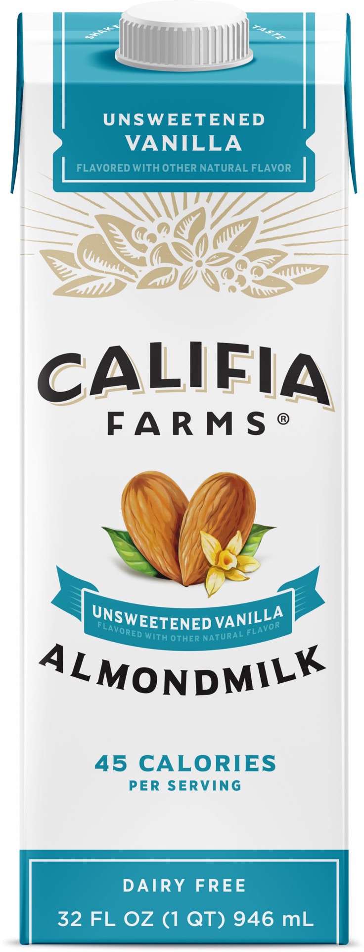 slide 1 of 1, Califia Farms Unsweetened Vanilla Almond Milk, 32 fl oz