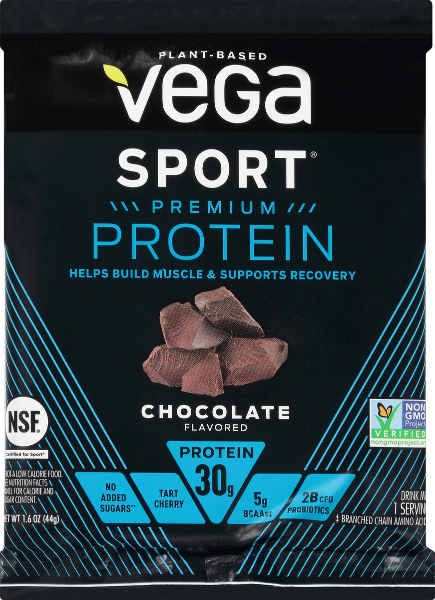 slide 1 of 12, Vega Sport Chocolate Flavored Premium Protein Powder Packet, 1.6 oz