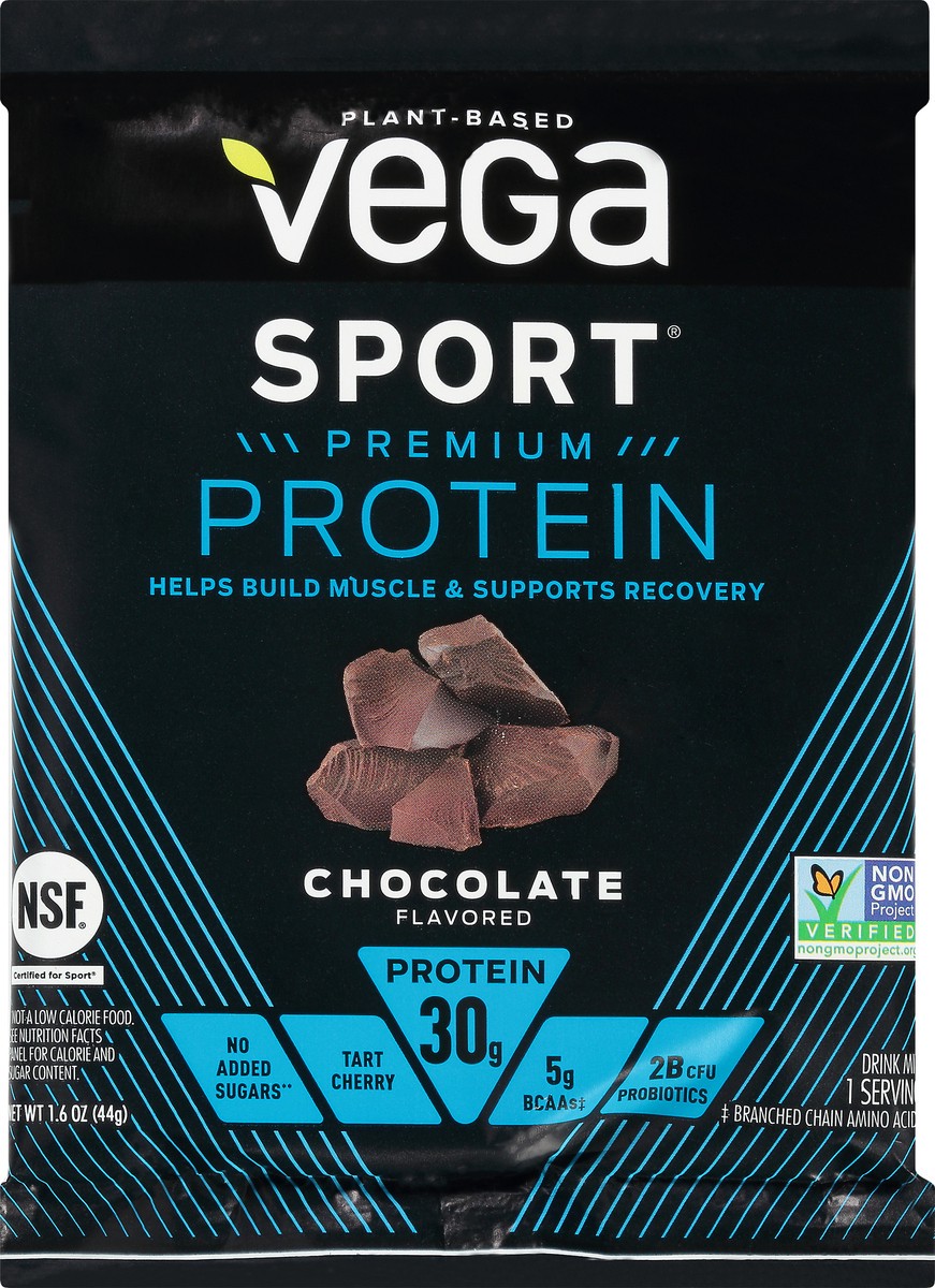 slide 9 of 12, Vega Sport Chocolate Flavored Premium Protein Powder Packet, 1.6 oz