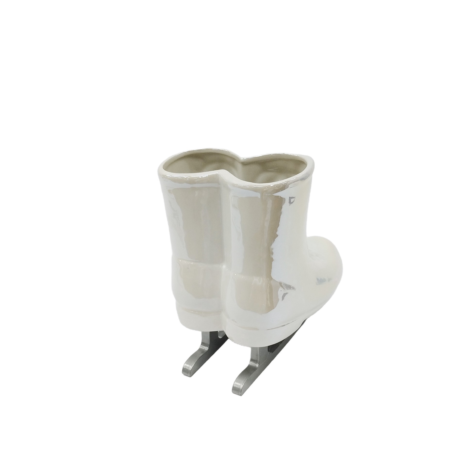 slide 3 of 3, 8" Iridescent White Ice Skates Ceramic Tabletop Decor By Ashland, 7.88 in x 5.51 in x 7.68 in