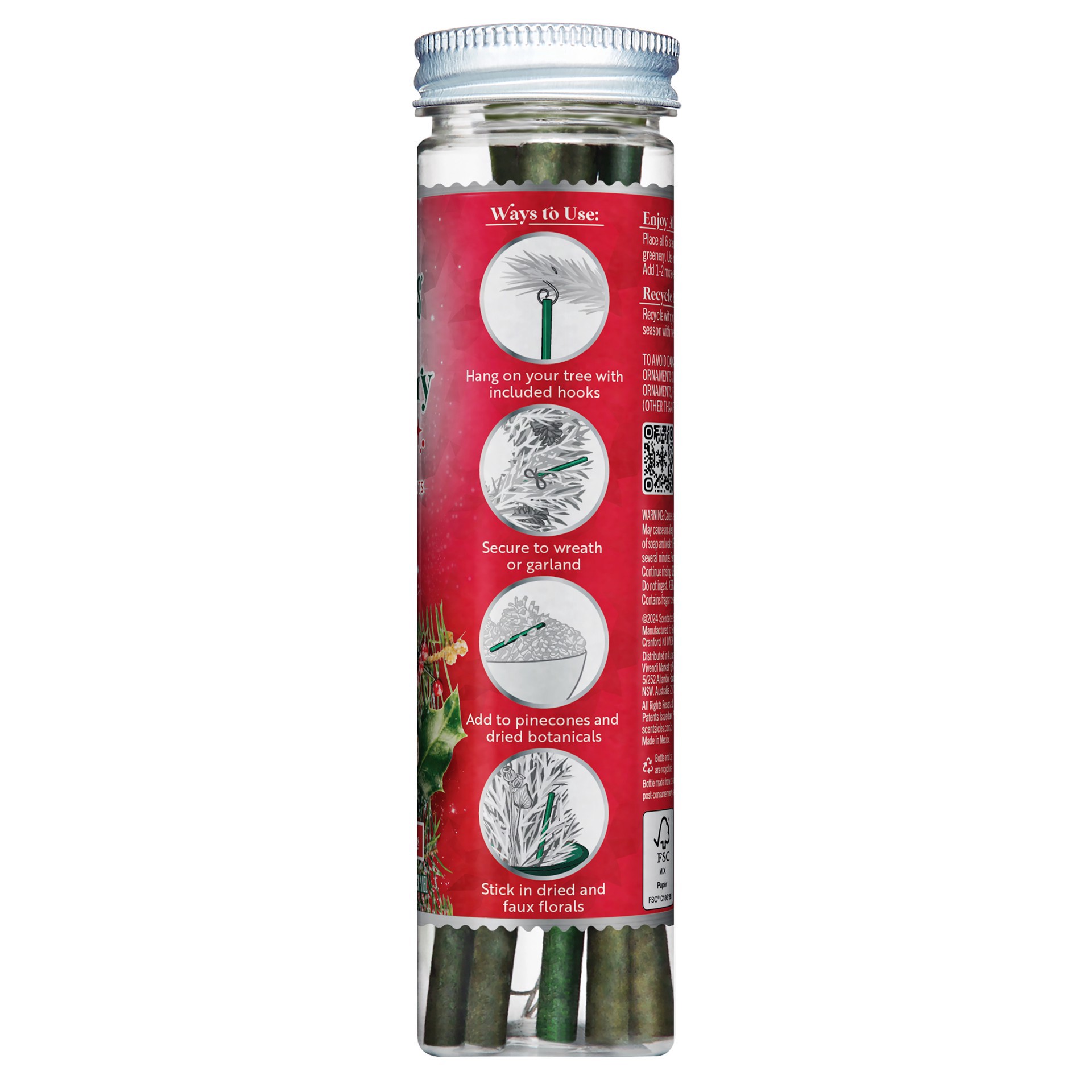slide 2 of 4, Scentsicles Snowberry Pine Scented Ornament Sticks, 6ct., 6 ct