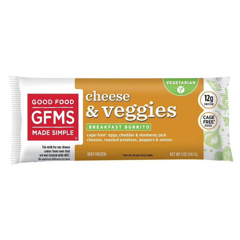 slide 1 of 4, Good Food Made Simple Breakfast Frozen Burrito Cheese, Veggie & Egg - 5oz, 5 oz