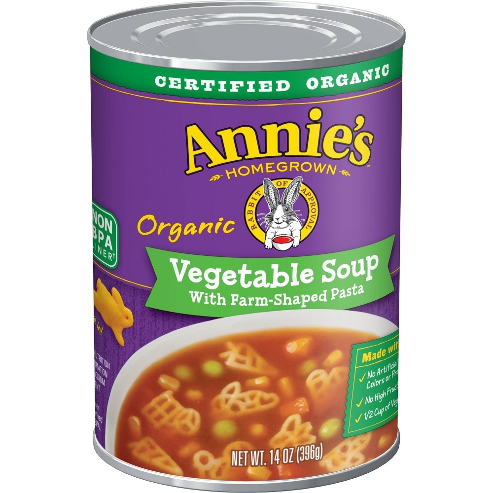 slide 5 of 8, Annie's Organic Vegetable Soup with Farm Shaped Pasta - 14oz, 14 oz