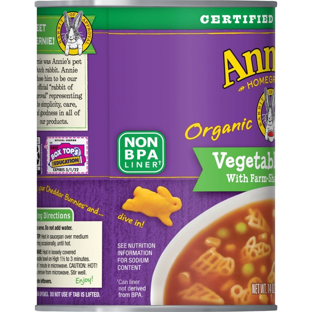 slide 7 of 8, Annie's Organic Vegetable Soup with Farm Shaped Pasta - 14oz, 14 oz