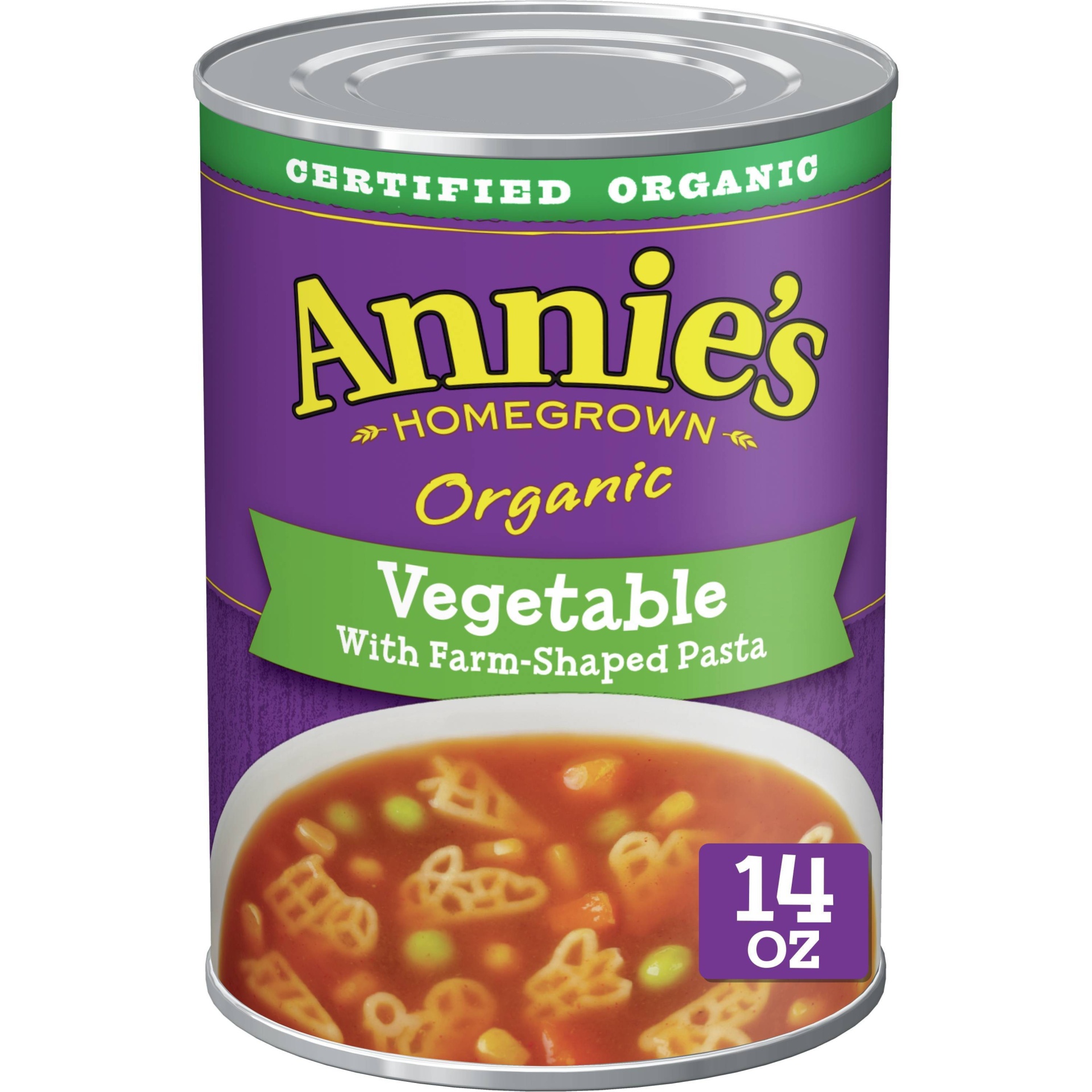 slide 1 of 8, Annie's Organic Vegetable Soup with Farm Shaped Pasta - 14oz, 14 oz