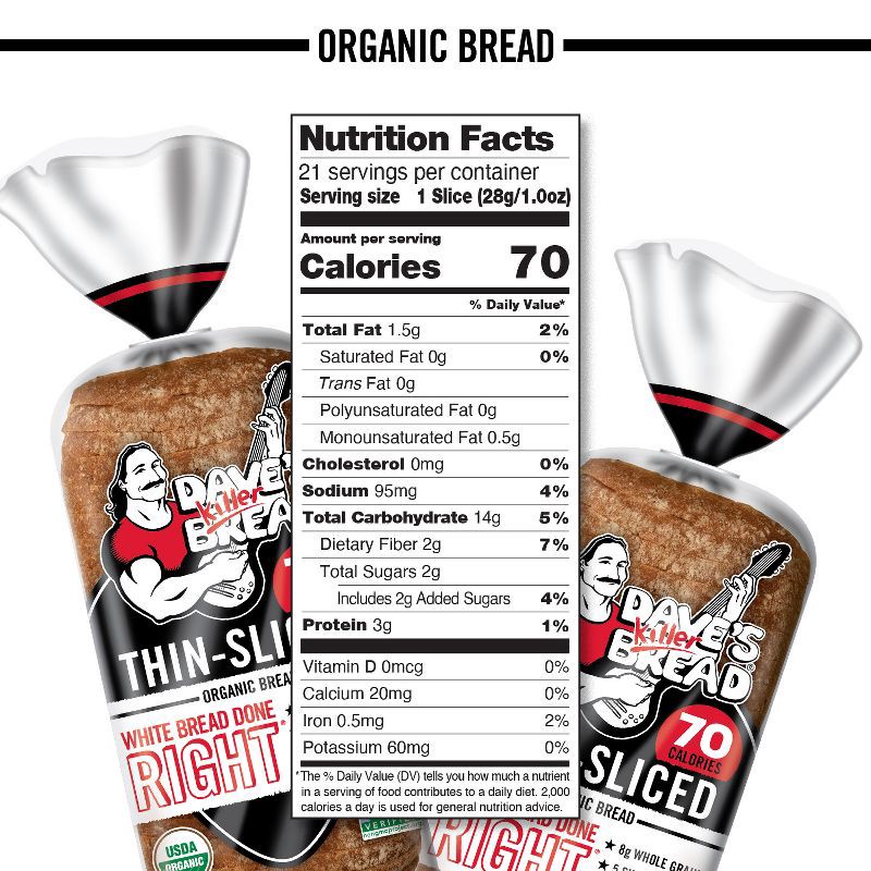 slide 7 of 16, Dave's Killer Bread Organic Thin Sliced White Sandwich Bread - 20.5oz, 20.5 oz