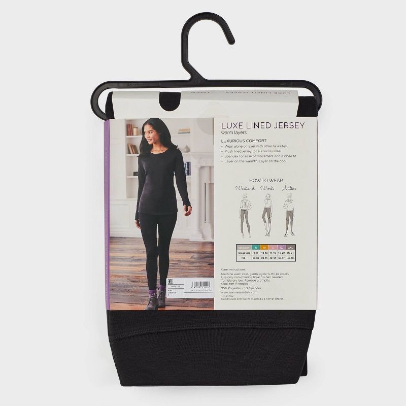 slide 4 of 4, Warm Essentials by Cuddl Duds Women's Luxe Lined Jersey Thermal Leggings - Black M, 1 ct