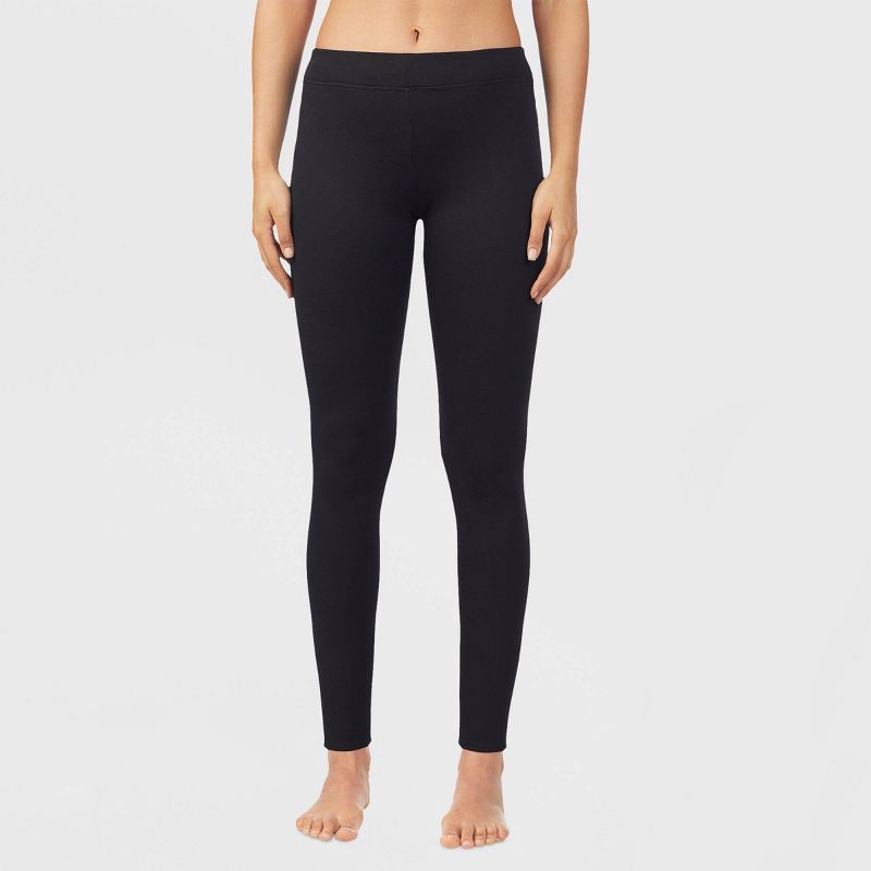 slide 1 of 4, Warm Essentials by Cuddl Duds Women's Luxe Lined Jersey Thermal Leggings - Black M, 1 ct