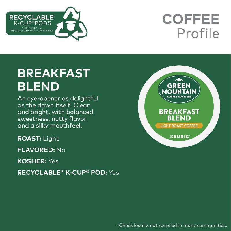 slide 3 of 13, Green Mountain Coffee Breakfast Blend Keurig K-Cup Coffee Pods - Light Roast - 48ct, 48 ct