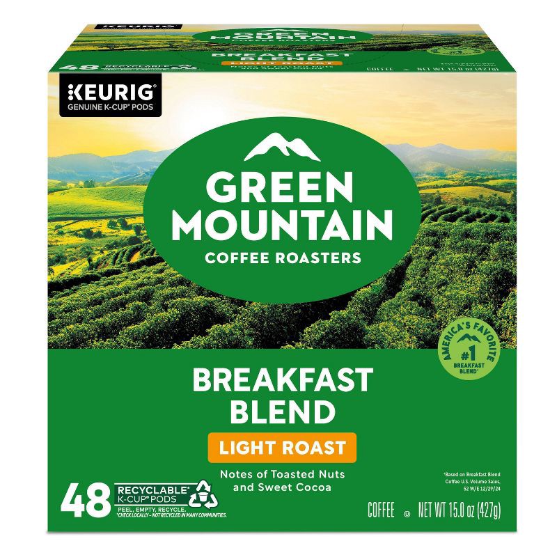 slide 15 of 19, Green Mountain Coffee Breakfast Blend Keurig K-Cup Coffee Pods - Light Roast - 48ct, 48 ct