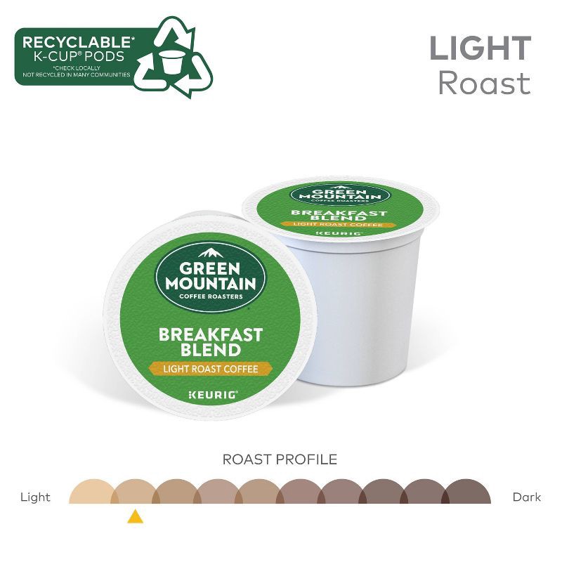 slide 4 of 13, Green Mountain Coffee Breakfast Blend Keurig K-Cup Coffee Pods - Light Roast - 48ct, 48 ct