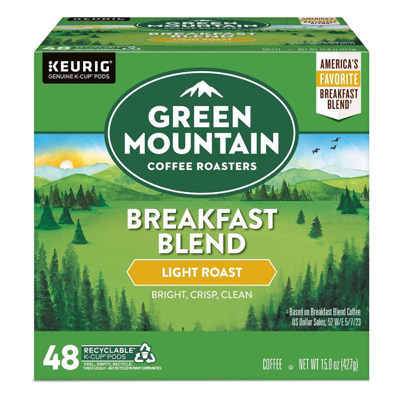 slide 1 of 13, Green Mountain Coffee Breakfast Blend Keurig K-Cup Coffee Pods - Light Roast - 48ct, 48 ct