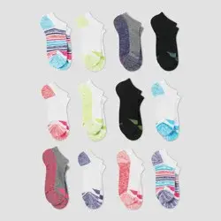 Hanes Girls' 11 + 1 Bonus Pack No Show Athletic Socks - Colors May Vary S