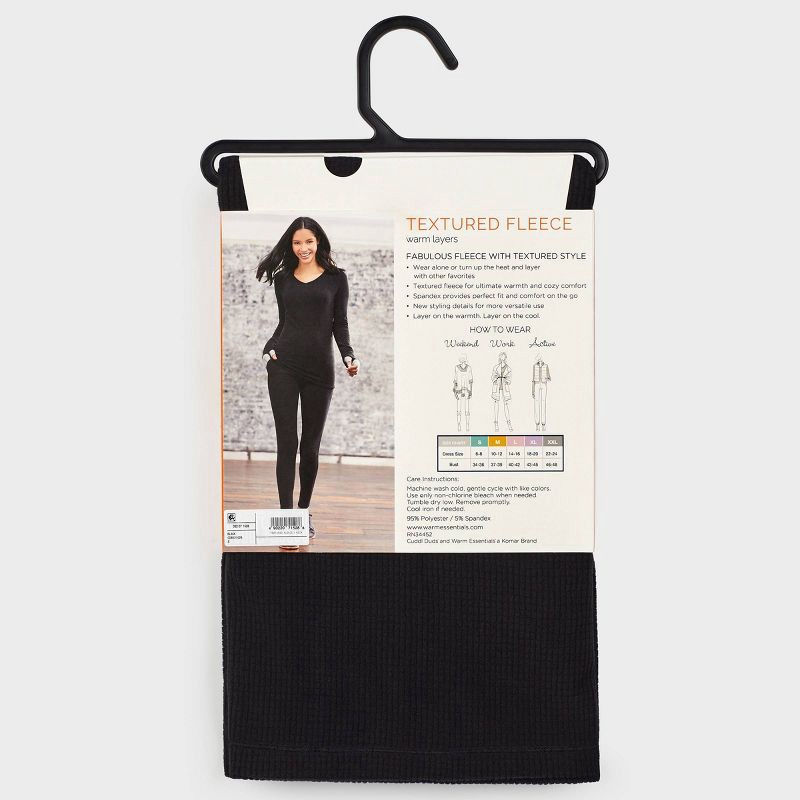 slide 7 of 8, Warm Essentials by Cuddl Duds Women's Textured Fleece Thermal V-Neck Top - Black M, 1 ct
