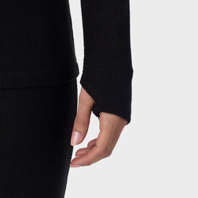 slide 4 of 8, Warm Essentials by Cuddl Duds Women's Textured Fleece Thermal V-Neck Top - Black L, 1 ct