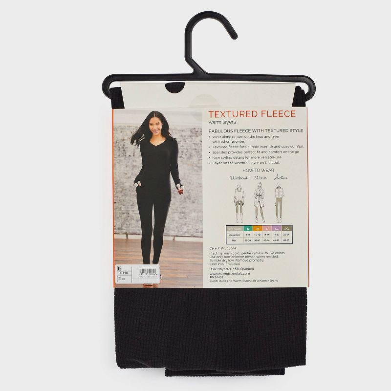 slide 6 of 6, Warm Essentials by Cuddl Duds Women's Textured Fleece Thermal Leggings - Black S, 1 ct