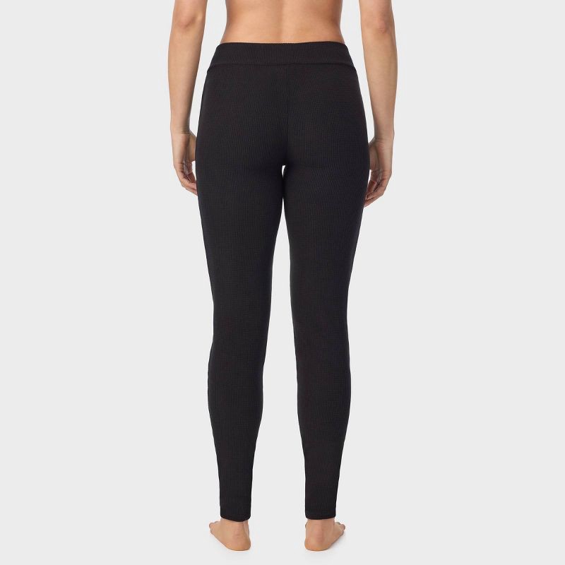 slide 2 of 6, Warm Essentials by Cuddl Duds Women's Textured Fleece Thermal Leggings - Black M, 1 ct