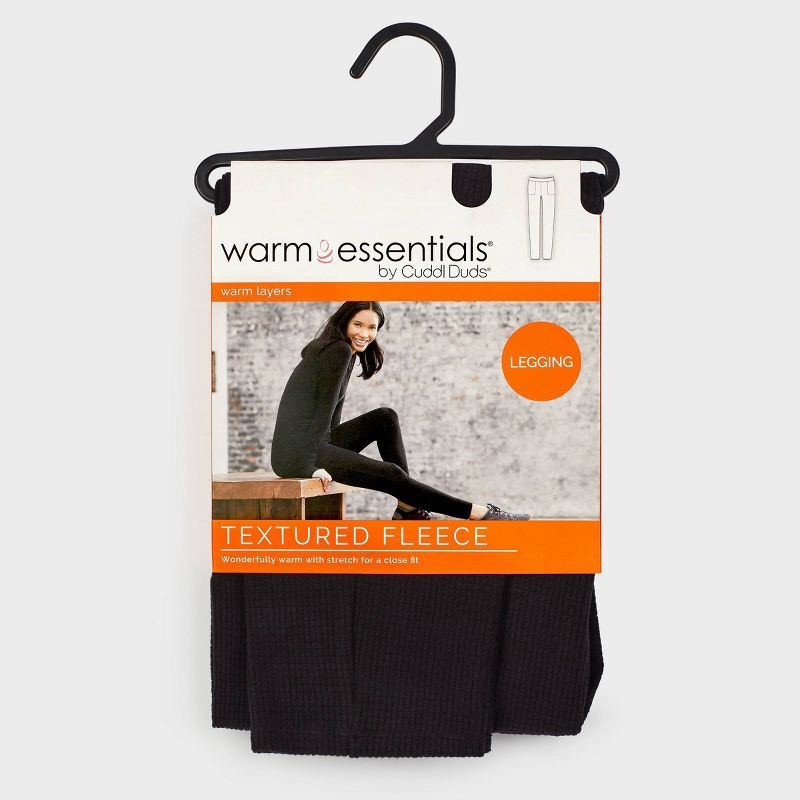 slide 5 of 6, Warm Essentials by Cuddl Duds Women's Textured Fleece Thermal Leggings - Black M, 1 ct