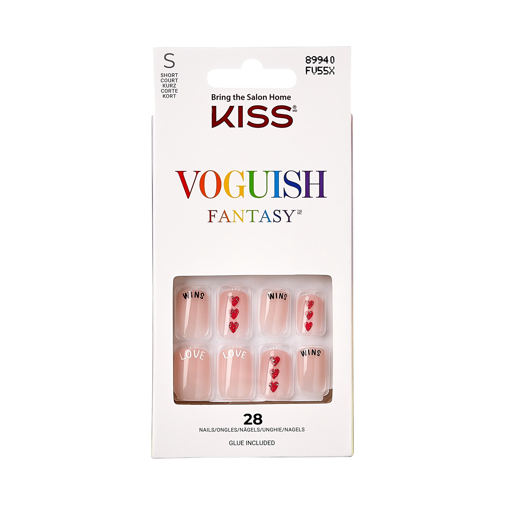 slide 1 of 5, KISS Voguish Fantasy Pride Press-On Nails, Nude, Short Length, Square Shape, 31 Ct., 1 ct