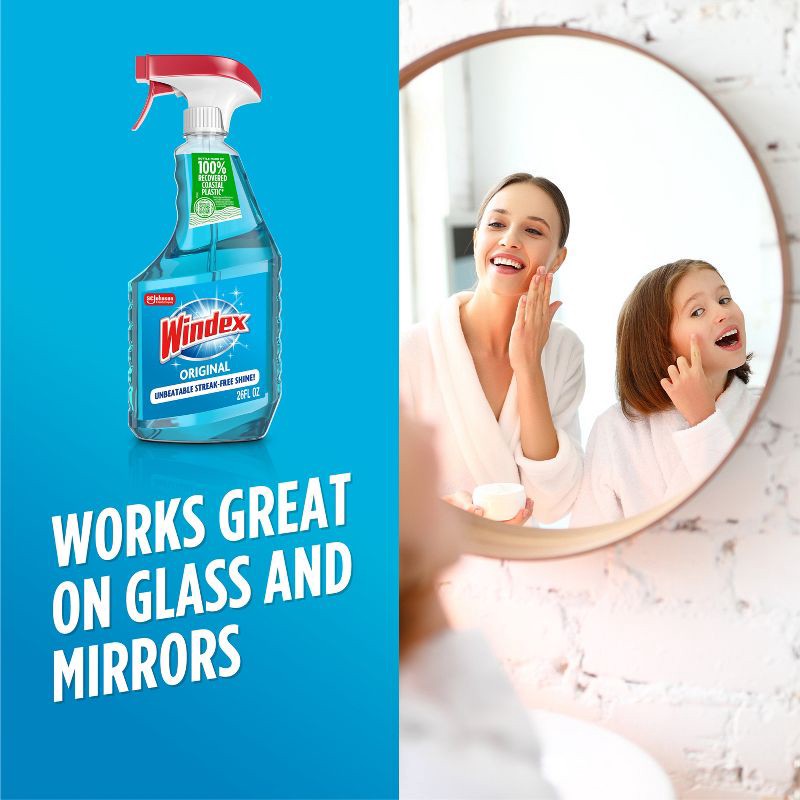 slide 5 of 8, Windex Original Blue Glass Cleaner Spray - 26 fl oz, 26 fl oz