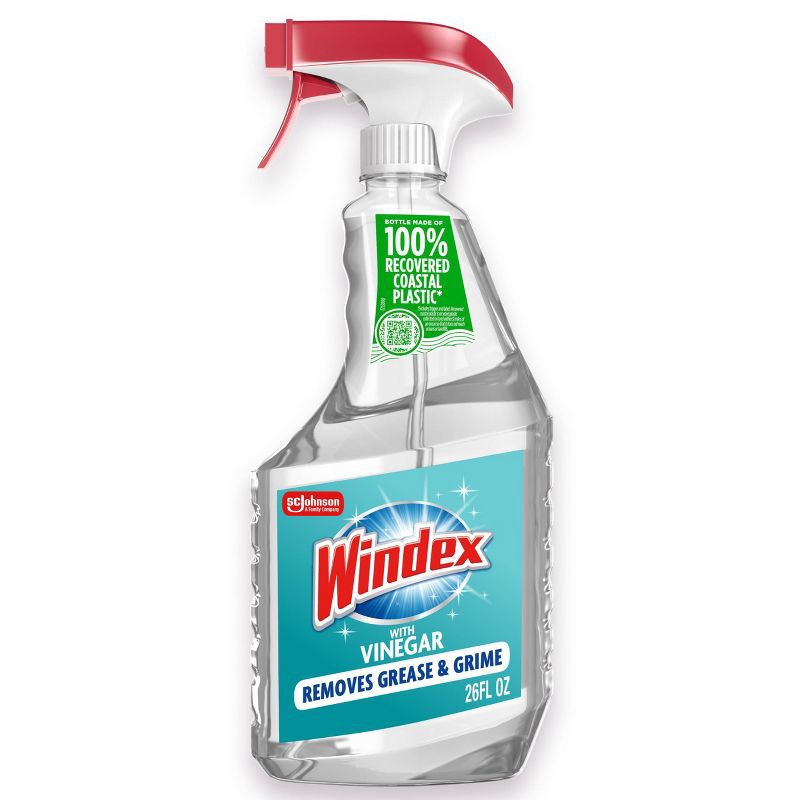 slide 1 of 12, Windex Vinegar Window and Glass Cleaner Spray - 26 fl oz: Fresh Scent, Multi-Surface, Removes Finger Prints, 26 fl oz