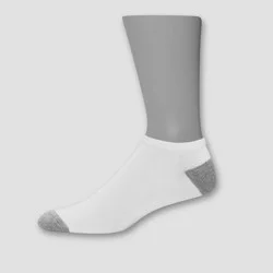 Hanes Men's Lightweight Comfort Super Value No Show Socks 20pk - White/Gray 6-12: Moisture Wicking