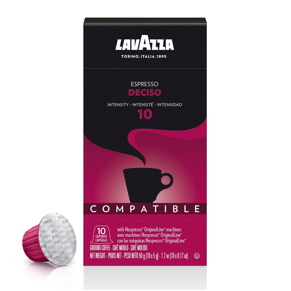 slide 2 of 6, Lavazza Deciso Dark Roast Nespresso Compatible Capsules - 10ct, 10 ct