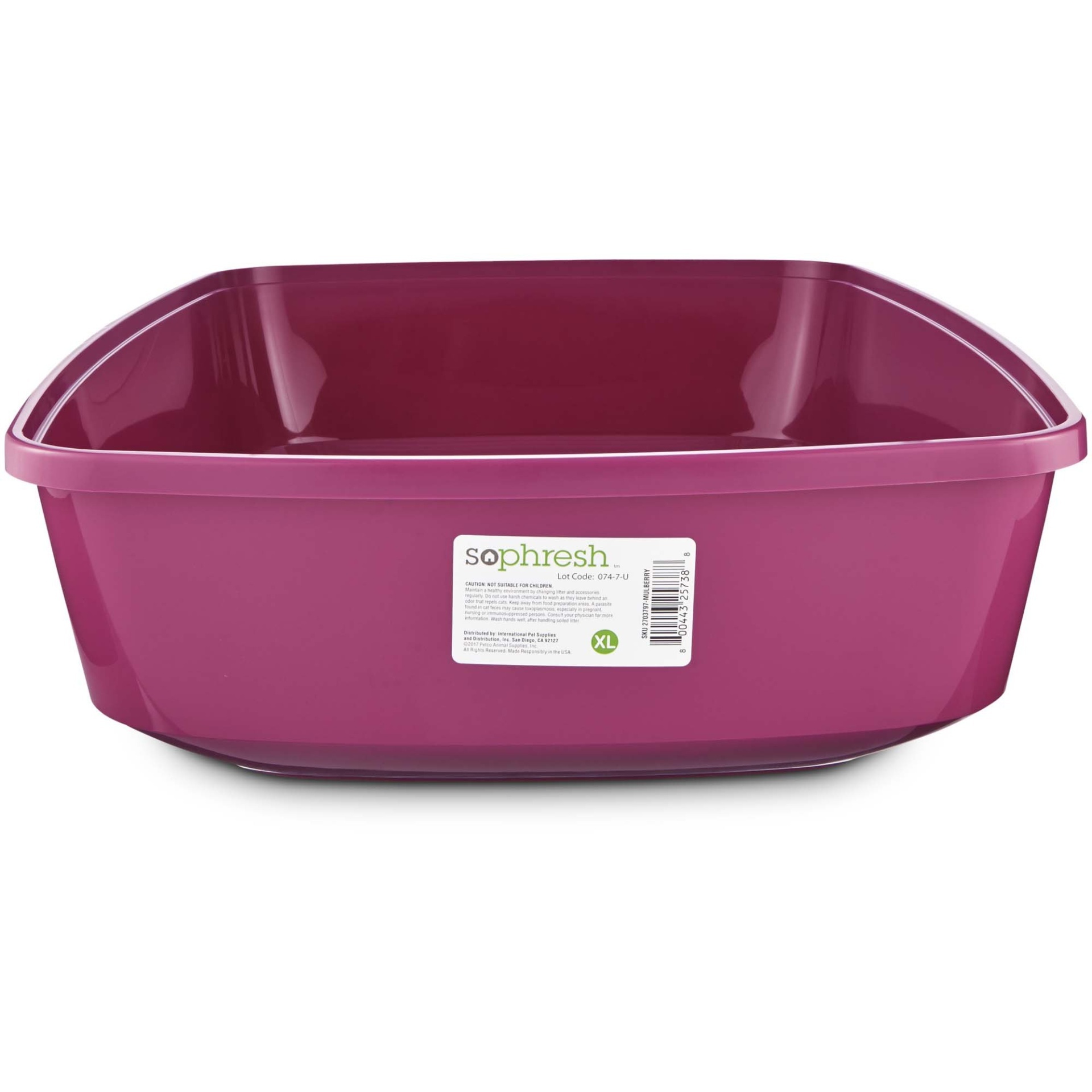 slide 1 of 1, So Phresh Mulberry Open Cat Litter Box, XL