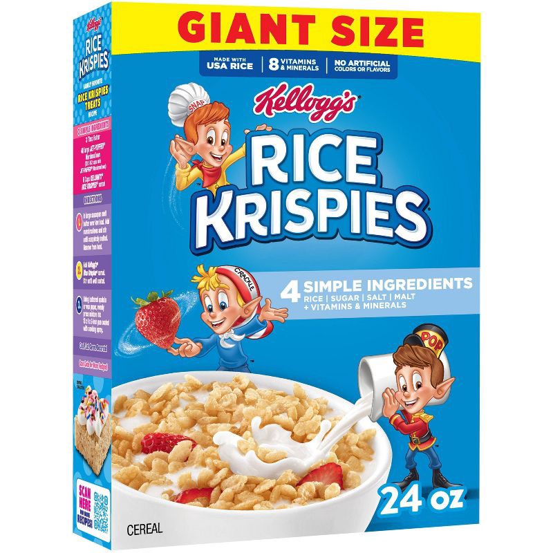 slide 1 of 12, Kellogg's Rice Krispies Breakfast Cereal - 24oz: Fat Free, No High Fructose Corn Syrup, 24 oz