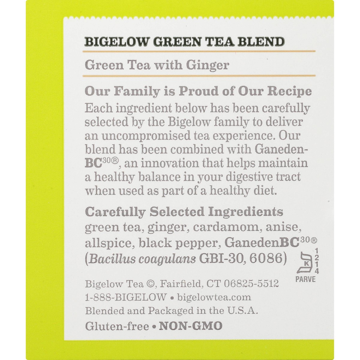 slide 3 of 6, Bigelow Green Tea Ginger Plus Probiotics Tea Bags, 18 ct