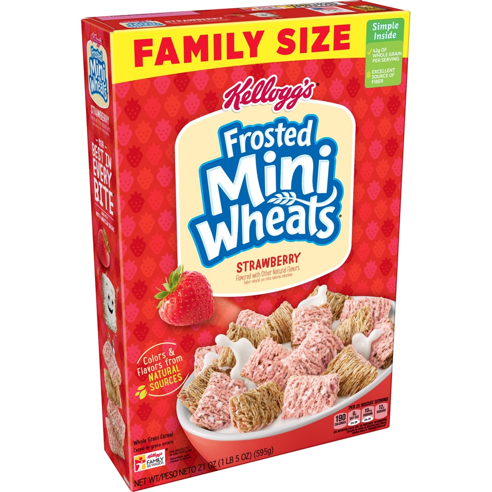 slide 3 of 5, Kellogg's Frosted Mini Wheats Strawberry Cereal, 21 oz