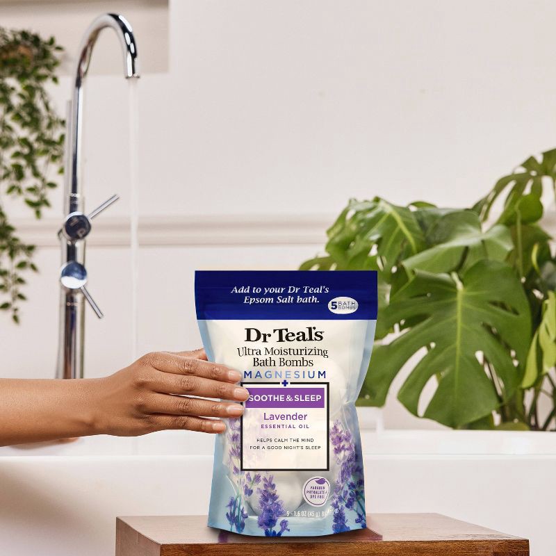 slide 4 of 6, Dr Teal's Soothing Lavender Ultra Moisturizing Bath Bomb - 5ct, 5 ct