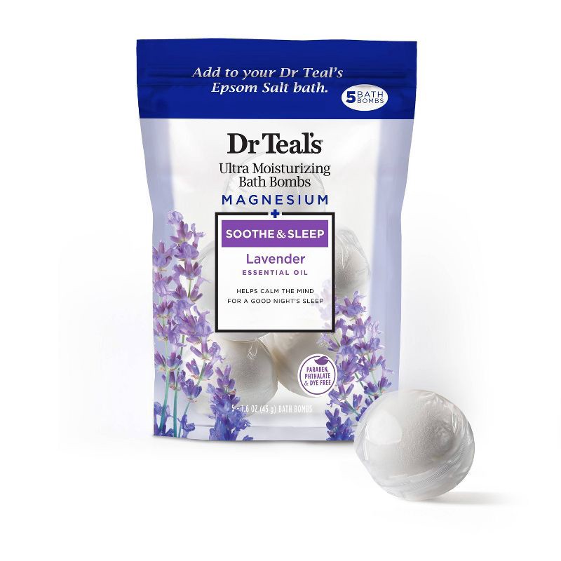 slide 5 of 6, Dr Teal's Soothing Lavender Ultra Moisturizing Bath Bomb - 5ct, 5 ct