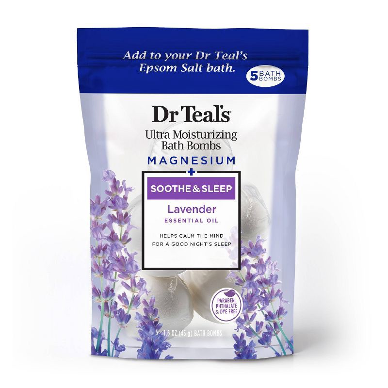 slide 1 of 6, Dr Teal's Soothing Lavender Ultra Moisturizing Bath Bomb - 5ct, 5 ct