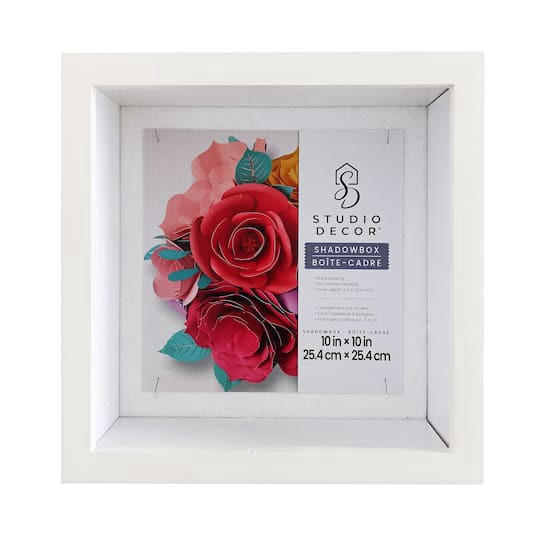 slide 1 of 4, 10" X 10" Flat White Deep Profile Shadow Box By Studio Decor, 10 in x 10 in
