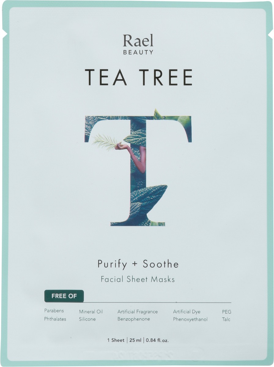 slide 7 of 9, Rael Tea Tree Purify + Soothe Facial Sheet Masks 1 ea, 1 ct