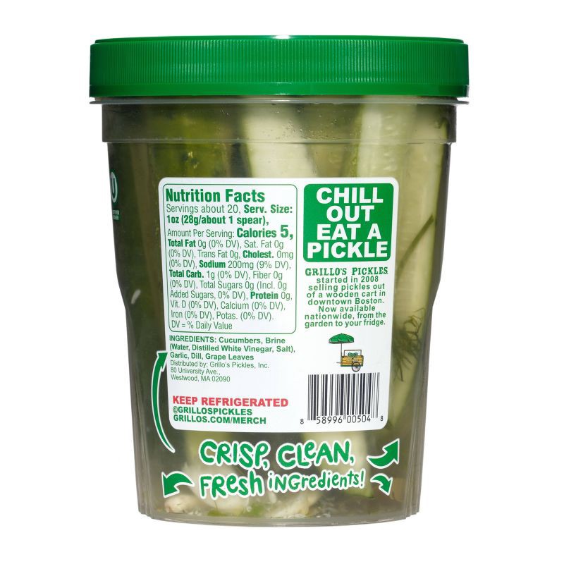slide 3 of 11, Grillo's Pickles Classic Dill Pickle Spears - 32 fl oz, 32 fl oz