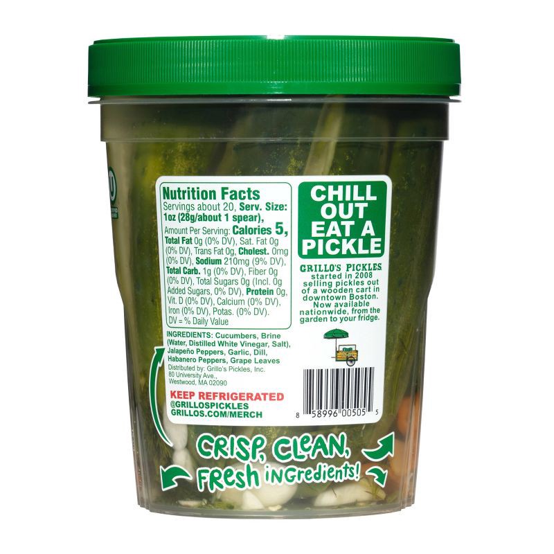 slide 3 of 8, Grillo's Pickles Hot Dill Pickle Spears - 32 fl oz, 32 fl oz