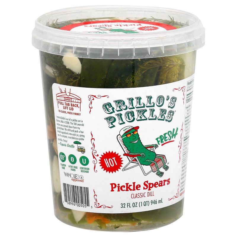 slide 3 of 5, Grillo's Pickles Hot Italian Dill Spears - 32oz, 32 oz