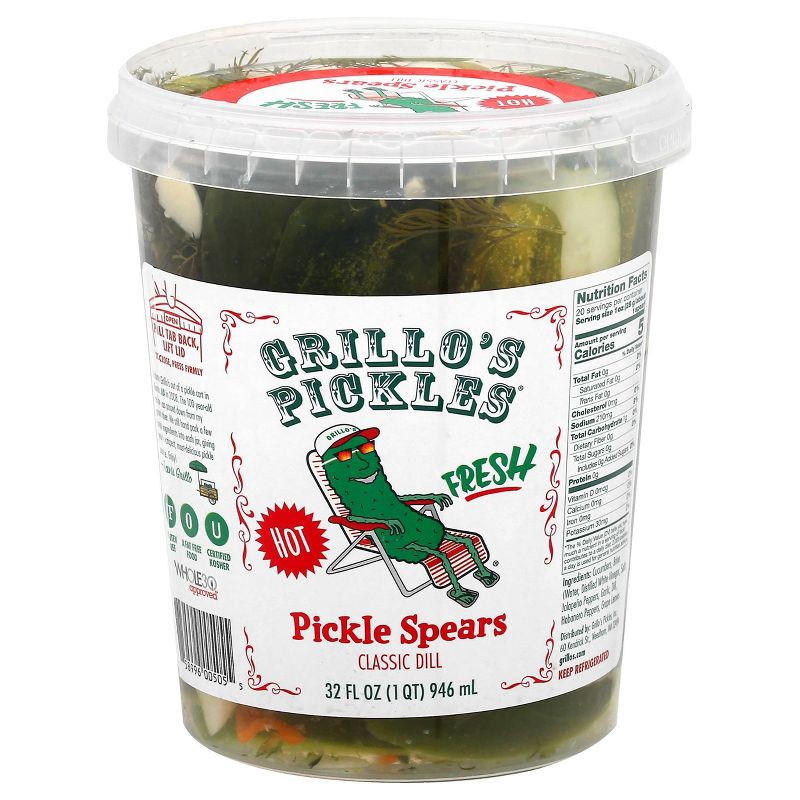 slide 1 of 5, Grillo's Pickles Hot Italian Dill Spears - 32oz, 32 oz