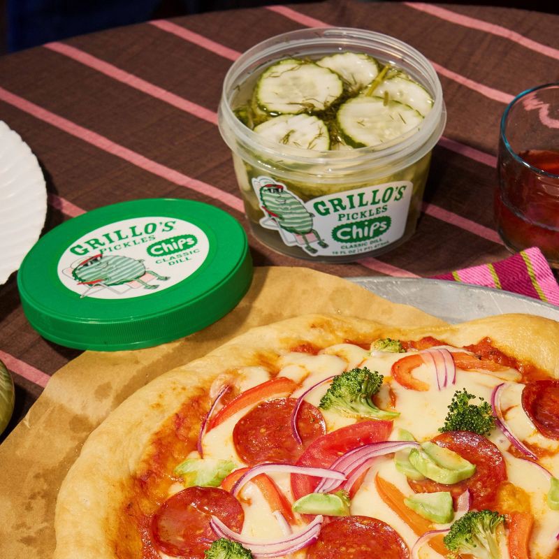 slide 8 of 9, Grillo's Pickles Classic Dill Pickle Chips - 16 fl oz, 16 fl oz