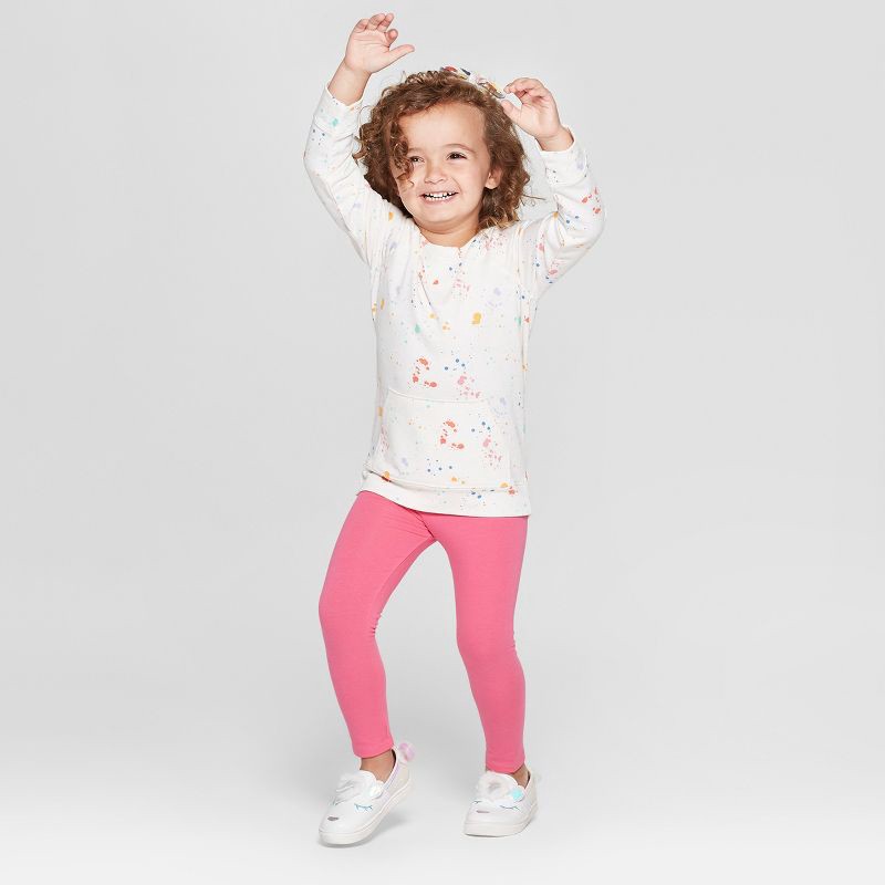 slide 3 of 4, Toddler Girls' Solid Leggings - Cat & Jack™ Dark Pink 2T: Midweight Cotton-Spandex, Ankle Length, 1 ct