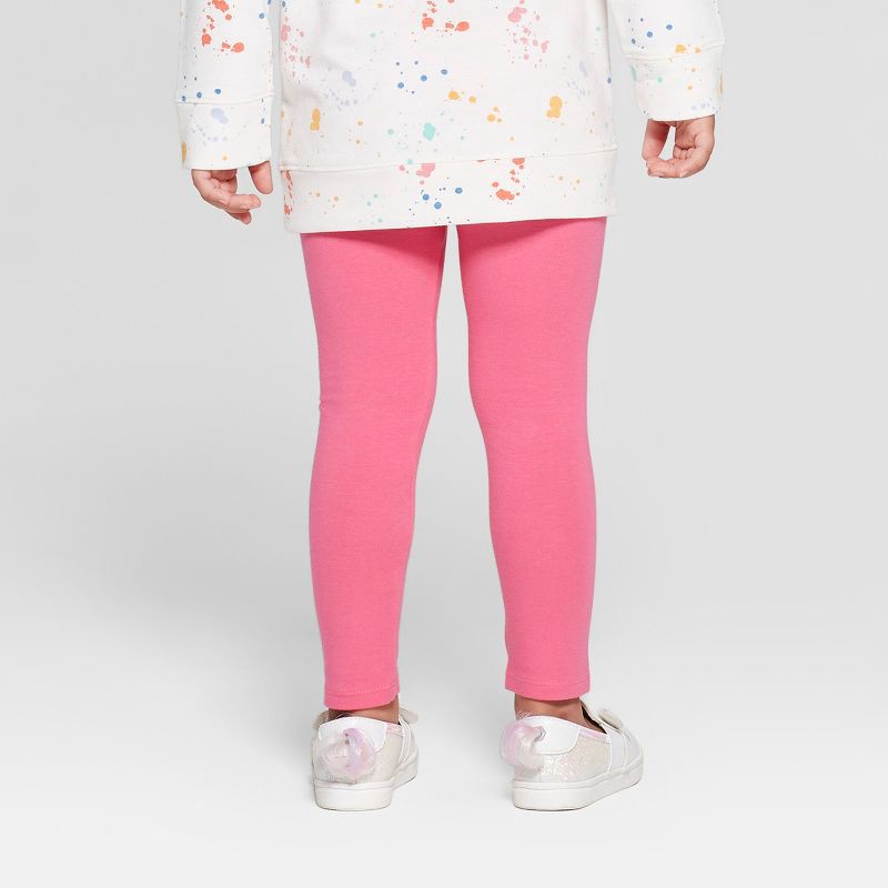 slide 2 of 4, Toddler Girls' Solid Leggings - Cat & Jack™ Dark Pink 4T: Midweight Cotton-Spandex, Ankle Length, 1 ct